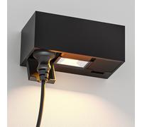 ledscom.de Prise murale WAST pour l'extérieur, IP44, double, noir, y compris LED Downlight, 430 lm, blanc chaud