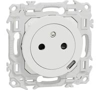 Prise odace 2P+T affleurante + chargeur USB-C 18W Power Delivery Blanc craie - SCHNEIDER - S920042