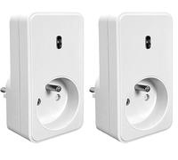 Prise on/off supplementaire commandé à distance sans telecommande, portée 70m, 433,92 Mhz, 3680W, 16A, 230V - Tibelec (Lot de 2)