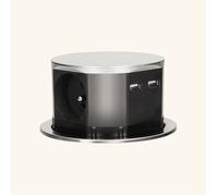 Prise plan de travail RUBY - Bloc 3 prises + 1 USB-A + 1 USB-C rétractable inox