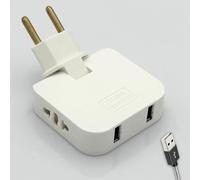 Prise Plate avec USB 4000 W avec 4 prises - 2 Ports de Charge USB et 2 Prises - Puissance Accrue et Design fin - Prise Voleur Plate Murale Extra-Plate - Tete Pivotante a 180° - Couleur Blanc | 3-Stars