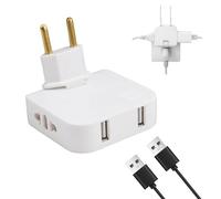 Prise Plate Derriere Meuble 2 USB + 2 Prise, Multiprise Murale avec Adaptateur EU-US, Design Ultra-Fin, Prise pivotante à 180 degrés, Compatible avec Les multiprise Plate Derriere Meuble, 220 V