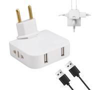 Prise Plate Derriere Meuble 2 Usb + 2 Prise, Multiprise Murale Avec Adaptateur Eu-Us, Design Ultra-Fin, Prise Pivotante À 180 Degrés, Compatible Avec Les Multiprise Plate Derriere [DYB980951]