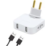 Prise Plate Derriere Meuble, avec 2 Prises de 220 V et 2 USB, Prise Plate avec Connexion Pivotante à 180, Adaptateur Européen et Américain pour Les Endroits sans Espace (derrière TV, Lit)