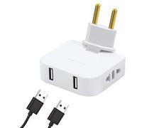 Prise Plate Derriere Meuble, avec 2 Prises de 220 V et 2 USB, Prise Plate avec Connexion Pivotante à 180, Adaptateur Européen et Américain pour Les Endroits sans Espace (derrière TV, Lit)