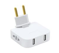 Prise Plate Derriere Meuble,Prise Plate avec Connexion Pivotante à 180,Prises Plates,avec 2 Prises de 220 V et 2 USB,Conçu pour Les Coins limités,Convient pour TV,Canapé,Derrière Armoire,Blanc