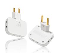 Prise plate, lot de 2 prises multiples, prise murale plate à 180 degrés, multiprise US-UE, prise multiple plate Plug and Play, prises plates à installer derrière les meubles pour voyager en Europe