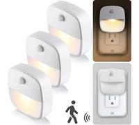 prise pour 3 veilleuses LED avec détecteur de mouvement Lampe de nuit Lampe d'armoire, couleur de lumière : blanc chaud