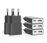 Prise pour câble de Charge USB, 5V 1A 2Port USB C+ A Prise Secteur Chargeur, 5W Prise de Charge, Adaptateur de Prise Adaptateur pour iPhone, Galaxy, Xiaomi,Huawei (Epaisseur 1.45cm/5paquet)