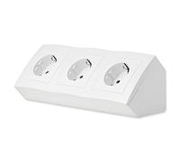 Prise pour cuisine et bureau - Prise d'angle blanche en plastique de qualité supérieure idéale pour plan de travail, prise de table ou prise encastrée avec 3 prises - Prise de cuisine