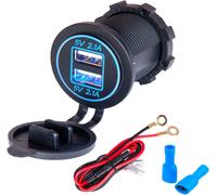 Prise Pour Voiture Double Usb, 5 V / 2.1 A, 12 V / 24 V 2 Chargeur Usb À Deux Ports, Étanche Avec Indicateur Led Bleu Pour Voiture Et Moto, Suv, Bateau, Etc.