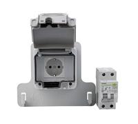 Prise pour voiture électrique, système de charge avec compteur de courant numérique LCD et interrupteur FI/disjoncteur IP66 (prise uniquement avec interrupteur RCBO Noark)
