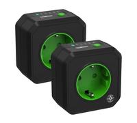 ANSMANN Prises programmables AES1 (lot de 2) - Prise minuteur à économie d’énergie avec compte à rebours - Prise réglable à intervalle de temps sélectionnable pour radiateur, fer à repasser - Noir