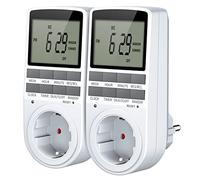 Prise Programmable, Programmateur Prise Électrique et Digitale avec 10 Programmes à 12H/24H/7Jours, Mode Anti-vol et Grand LCD écran, Économiser Électricité -Prise Allemagne