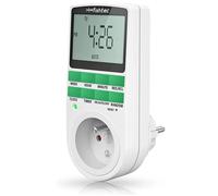 FISHTEC - Prise Programmateur Digital 10 minuteries - Grand écran LCD Economies d'énergie Mode aléatoire Témoin Lumineux 220-240 V