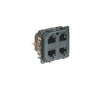 Prise quadruple RJ45 Céliane - Réseau Optimum - 2 modules G