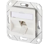 Prise réseau encastré insert avec plaque centrale CAT 6a 1 port Metz Connect 130B12D11102-E blanc