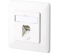 Prise réseau encastré insert avec plaque centrale et châssis CAT 6 1 port Metz Connect 1307371002-I blanc pur