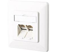 Prise réseau encastré insert avec plaque centrale et châssis CAT 6a 2 ports Metz Connect 130C381002-I blanc pur