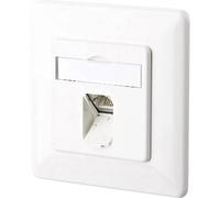 Prise réseau encastré insert avec plaque centrale et châssis CAT 6 1 port Metz Connect 1307371002-I blanc pur