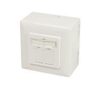 Prise réseau murale LogiLink NP0124 double RJ-45 Cat 6a STP blindée métallique blanche 80x80mm certifiée ISO/IEC 11801
