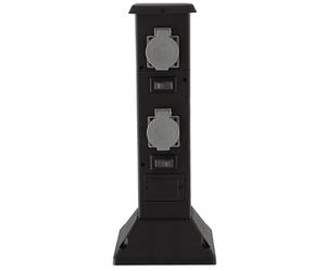 Prise résistante aux intempéries IP44 Colonne électrique jardin Prise quadruple extérieure, noire, max. 3680 watts 16A, LxlxH 16x16x40, terrasse