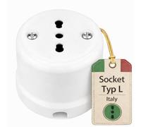 Prise rétro en porcelaine, tout-en-un, série QR1 blanc, type L italienne