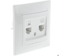 Prise RJ11 + RJ45 encastrées Zyna - Blanc - Zenitech