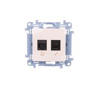Prise RJ45 cat 6 + prise téléphone Simon 10 C6T.01/41