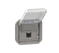 Adaptateur étanche Plexo IP55 pour fonction Mosaic - verrouillable par outil finition gris à volet transparent - 069579L - Legrand