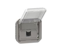 Prise informatique RJ45 catégorie 6A STP étanche à volet Plexo IP55 avec enjoliveur finition gris - 069559L - Legrand