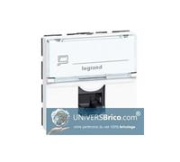 Prise RJ45 catégorie6 STP blindée Mosaic 2 modules - blanc