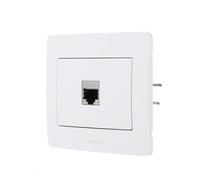 DEBFLEX - DIAM2 - Prise RJ45/RJ12 - Prise Murale Pour Réseaux Haut Débit - Mécanisme Complet + Plaque de Finition - Installation Encastrée - Blanche - 85 x 82 x 37 mm