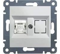 Prise RJ45 - HAGER - Toma Simple RJ45 - Blanc - Rectangulaire - Prêt à poser