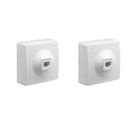 Prise rj45 - Prise Ethernet - Bloc prise - Prise rj45 cat 6 - Prise ethernet murale - Prise murale - Gamme Blok - Prise Rj45 Couleur Blanc - Debflex 746810 (Lot de 2)