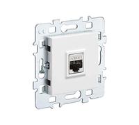 Prise rj45 - Prise Ethernet - Bloc Prise - Prise rj45 Cat 6 - Prise ethernet Murale - Prise Murale - Gamme Casual - Mécanisme Rj45 + Cache Blanc + Support Métal - Debflex