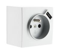 Prise saillie 2P+T + USB 2,4A - gris - Zenitech