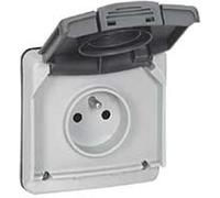 Legrand 090486 Prise de Courant Étanche avec Volet Plexo Composable, 2P+T, 16A, 250V, IP66, Gris