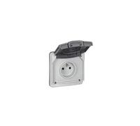 Legrand 090486 Prise de Courant Étanche avec Volet Plexo Composable, 2P+T, 16A, 250V, IP66, Gris