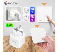 Prise sans fil interrupteur de télécommande prise ue FR 230V 220V 16A 86 interrupteur mural sans fil, prise électrique pour lampe d'appareil ménager only 1Panel-3gang