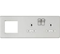 Prise sans vis 13 A 2 G DP + plaque modulaire 2 G