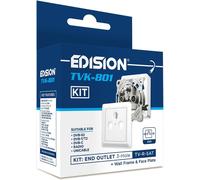 Prise Satellite TV TVK-801 KIT: Prise terminale TV-R-Sat 3 connecteurs Compris la Caratula et Cadre de Montage, DVB-S2, Unicable, DVB-T/T2, DVB-C, Radio, FM, Dab+, Passe DC, 3 Sorties