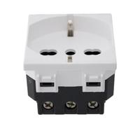 Prise Schuko 2P+T 16A, compatible avec Bticino Living, compatible avec Vimar Plana (1 pièce, blanc)