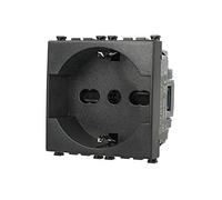 Prise Schuko 2P+T 16A Noir, Compatible avec Vimar Arke