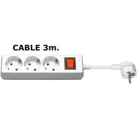 Prise Schuko 3 voies MicroConnect 3M blanche