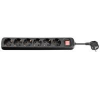 MicroConnect Bloc multiprise Schuko 6 prises avec interrupteur, protection enfant et câble de 5 mètres - Noir