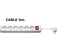 Prise Schuko 6 voies MicroConnect 3M blanche