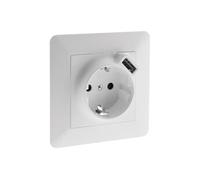 Zenitech Prise Schuko + USB - Blanc