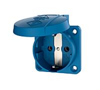 Mennekes 11011 Schuko Panneau monté sur douille sans Obturateur, 3 Plug-in terminal, DE PROTECTION IP 54, 2P + E Pole, courant de 16 A, 230 V, Bleu
