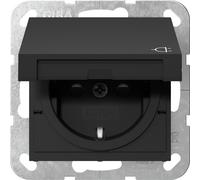 Prise Schuko Gira Système 55 Avec Capot De Sécurité Noir Mat - 4414005